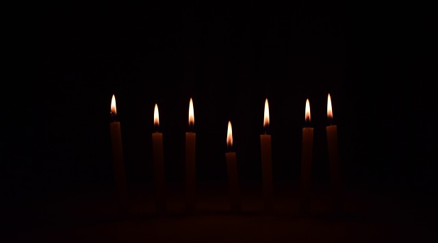 seven candles burning