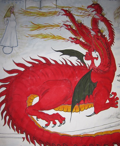 Red Dragon Fighting the Woman