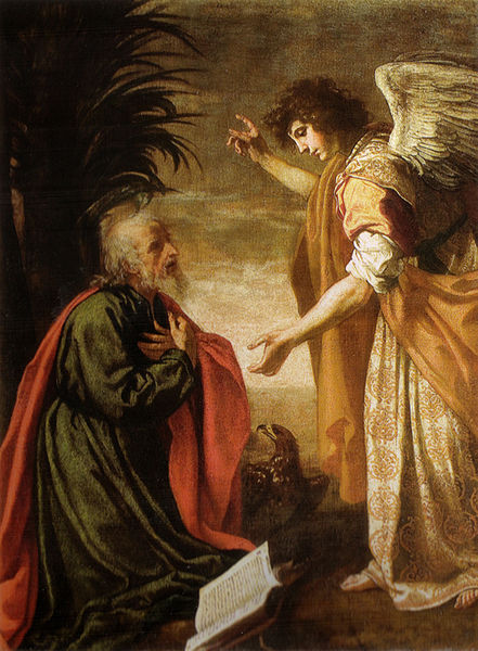 John worshiping the angel