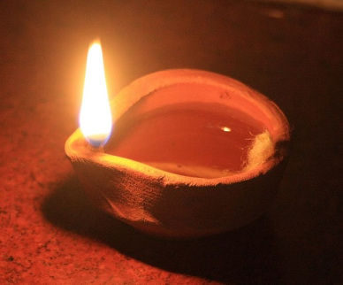 Burning Oil Lamp