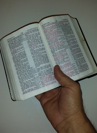 Bible in Right Hand