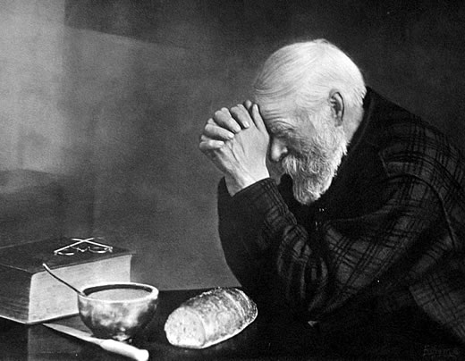 head bowed in prayer